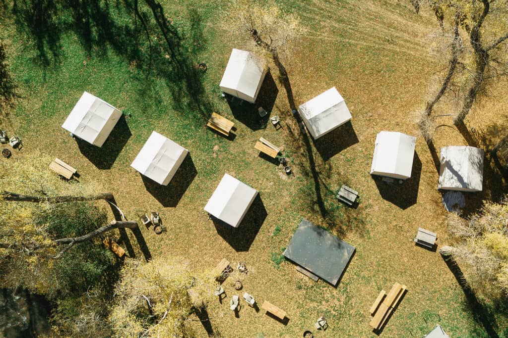 outdoor glamping tents at field trip new mexico a new mexico wedding venue